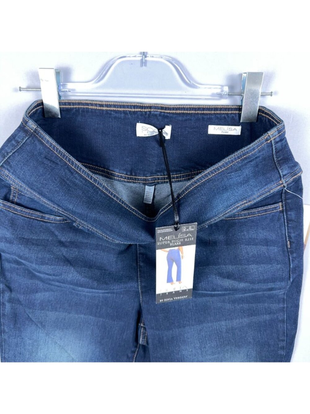 Sofia Jeans By Sofia Vergara Melissa Super High Rise Flare Jeans Size 12 Pull On - Picture 4 of 12